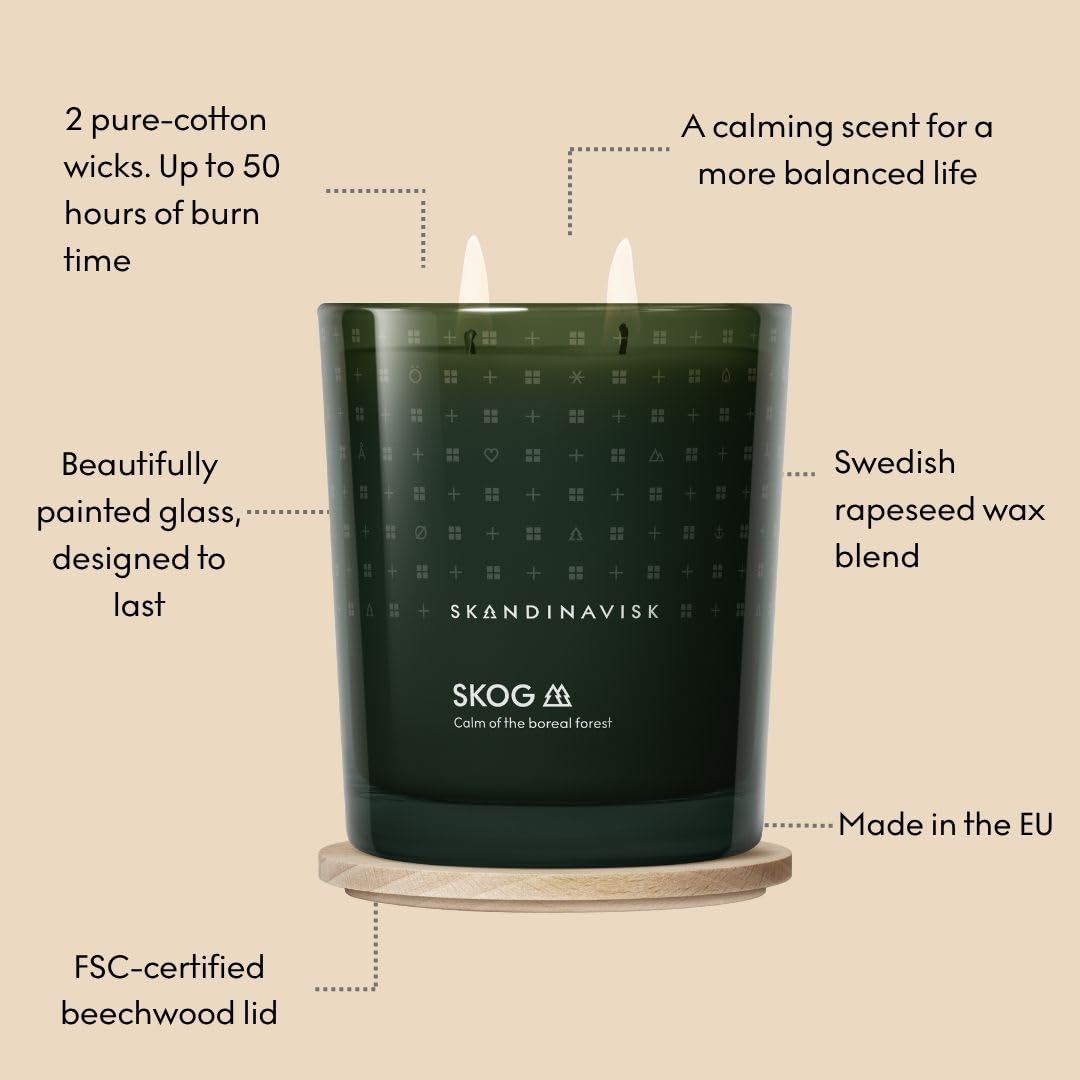 SKANDINAVISK Scented Candle, Skog(Forest), 350g, 2-Wicks