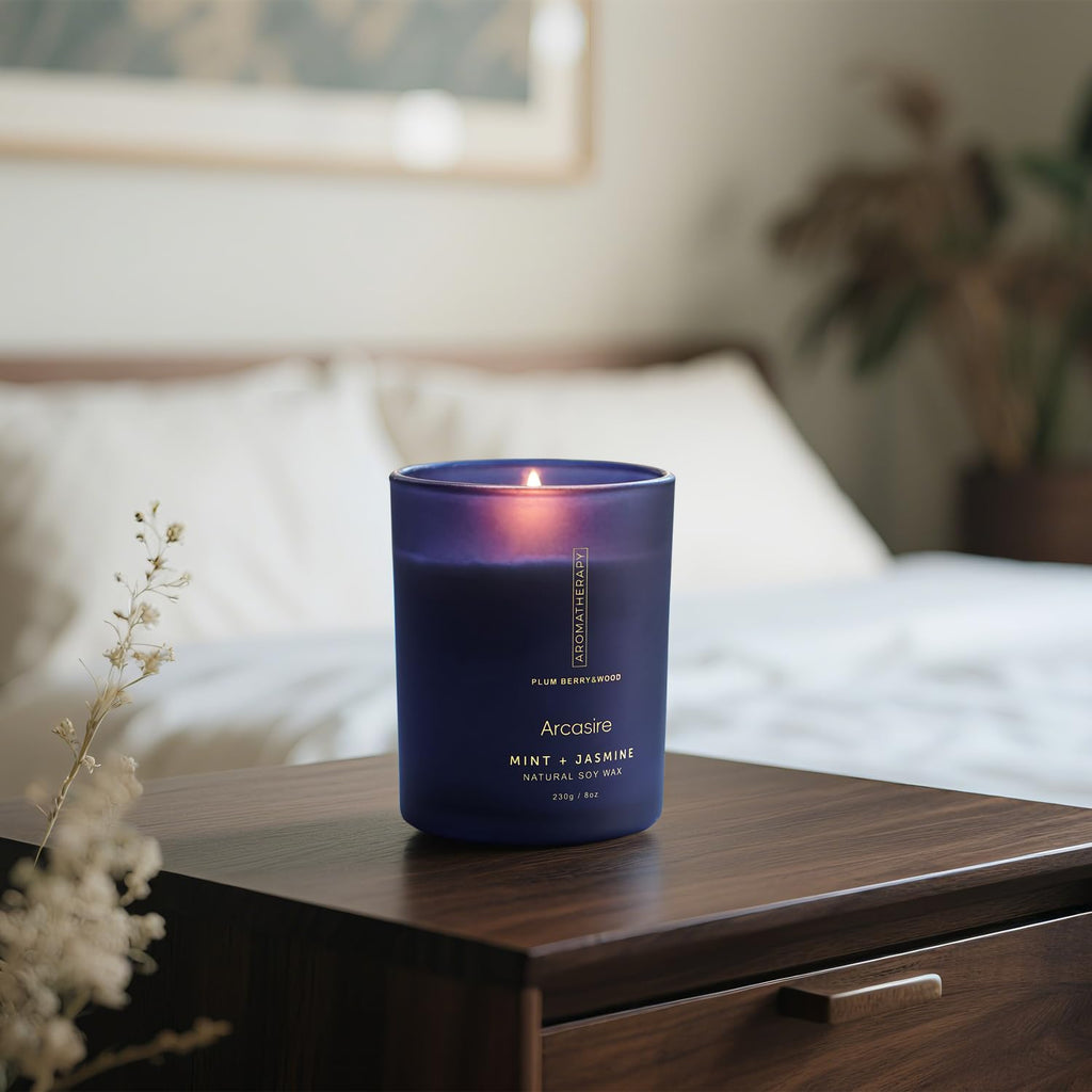 Mint Jasmine Scented Candle, Luxury Candles for Women, 8oz Soy Wax Candle