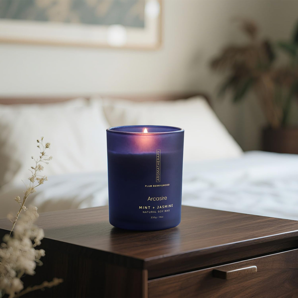 Mint Jasmine Scented Candle, Luxury Candles for Women, 8oz Soy Wax Candle