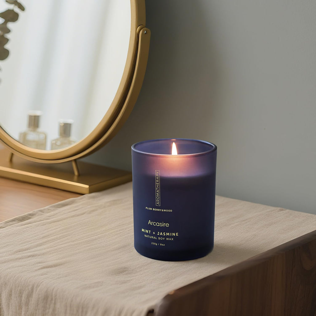 Mint Jasmine Scented Candle, Luxury Candles for Women, 8oz Soy Wax Candle