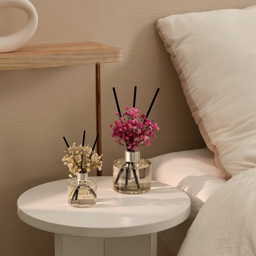 COCODOR Flower Reed Diffuser set / 6.7oz(200ml) / White Jasmine/Scent Diffuser with Sticks Home Fragrance Reed Diffuser for Bathroom Shelf Decor