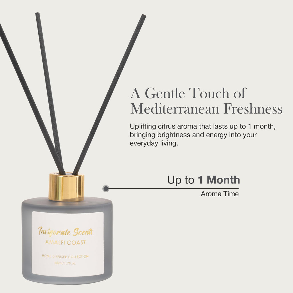 Amalfi Coast Lemon Candle & Reed Diffuser Gift Set, Present for Women
