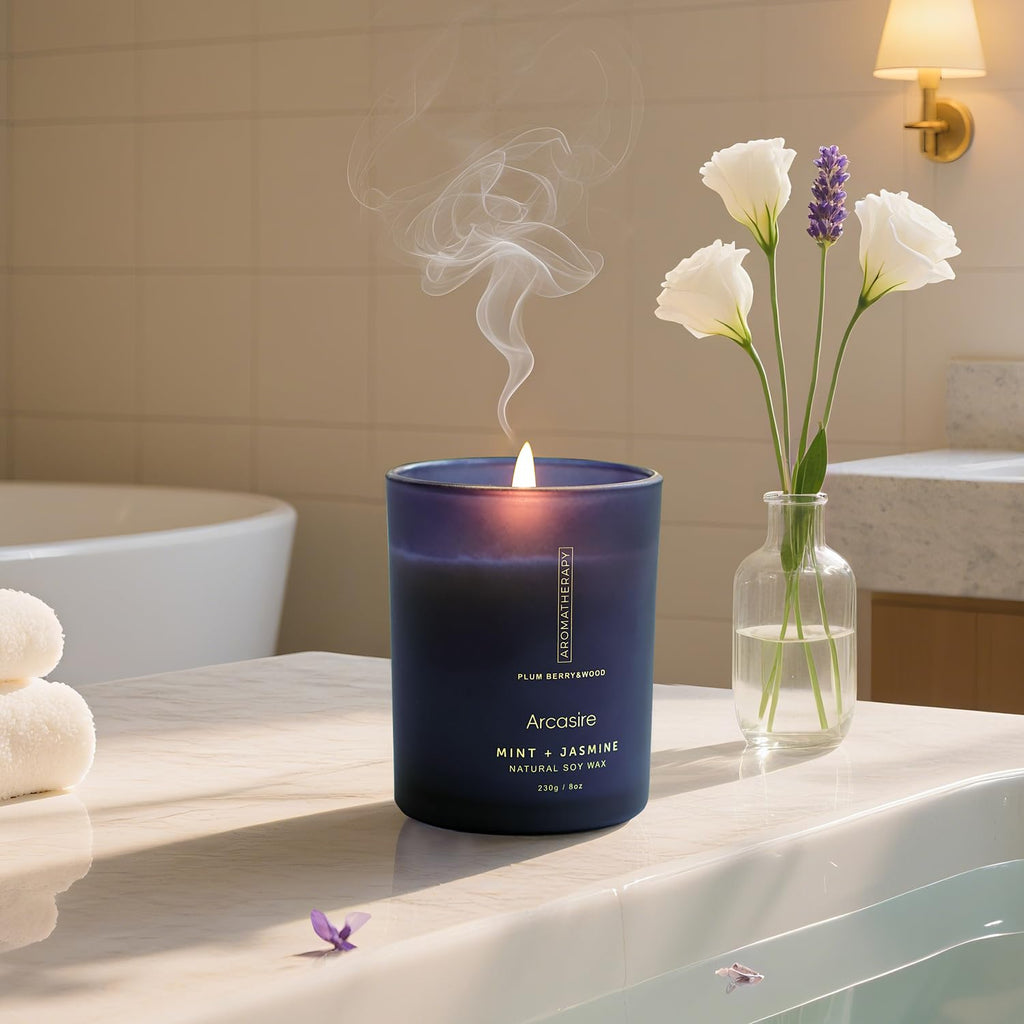 Mint Jasmine Scented Candle, Luxury Candles for Women, 8oz Soy Wax Candle