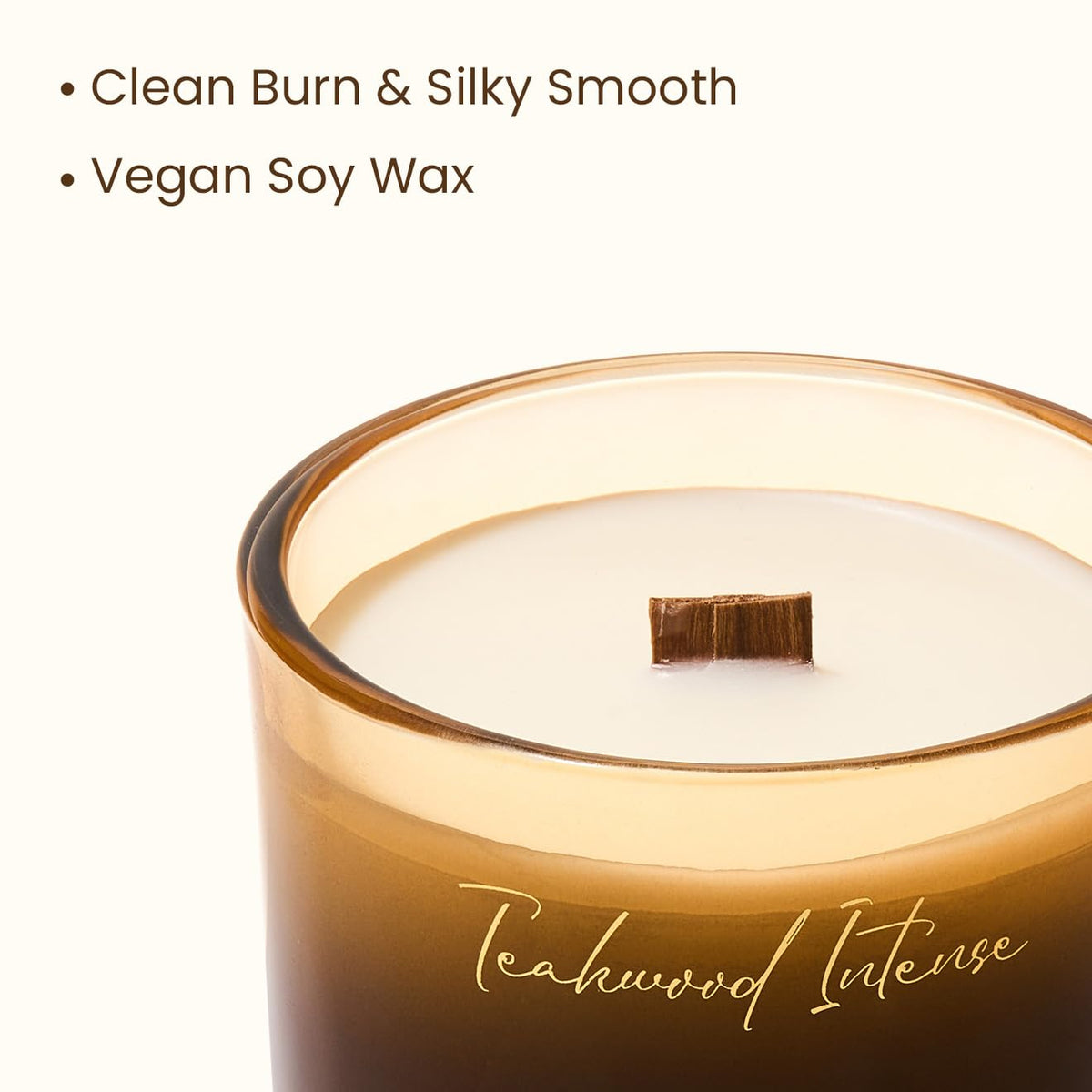 M&SENSE Teakwood Intense Scented Candle with Crackling Wick, 270g, 60 Hour Burn Time for Women