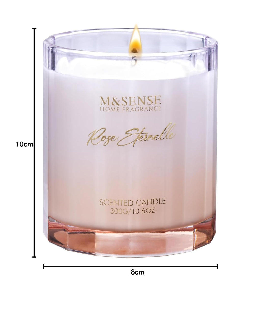 M&SENSE Rose Eternelle Soy Scented Candles Gifts for Women 300g 60 Hour Burn Luxury Jar Candles for Women Home Decor Valentines Day Organic Non Toxic Aromatherapy Candle for Relaxing Yoga Spa