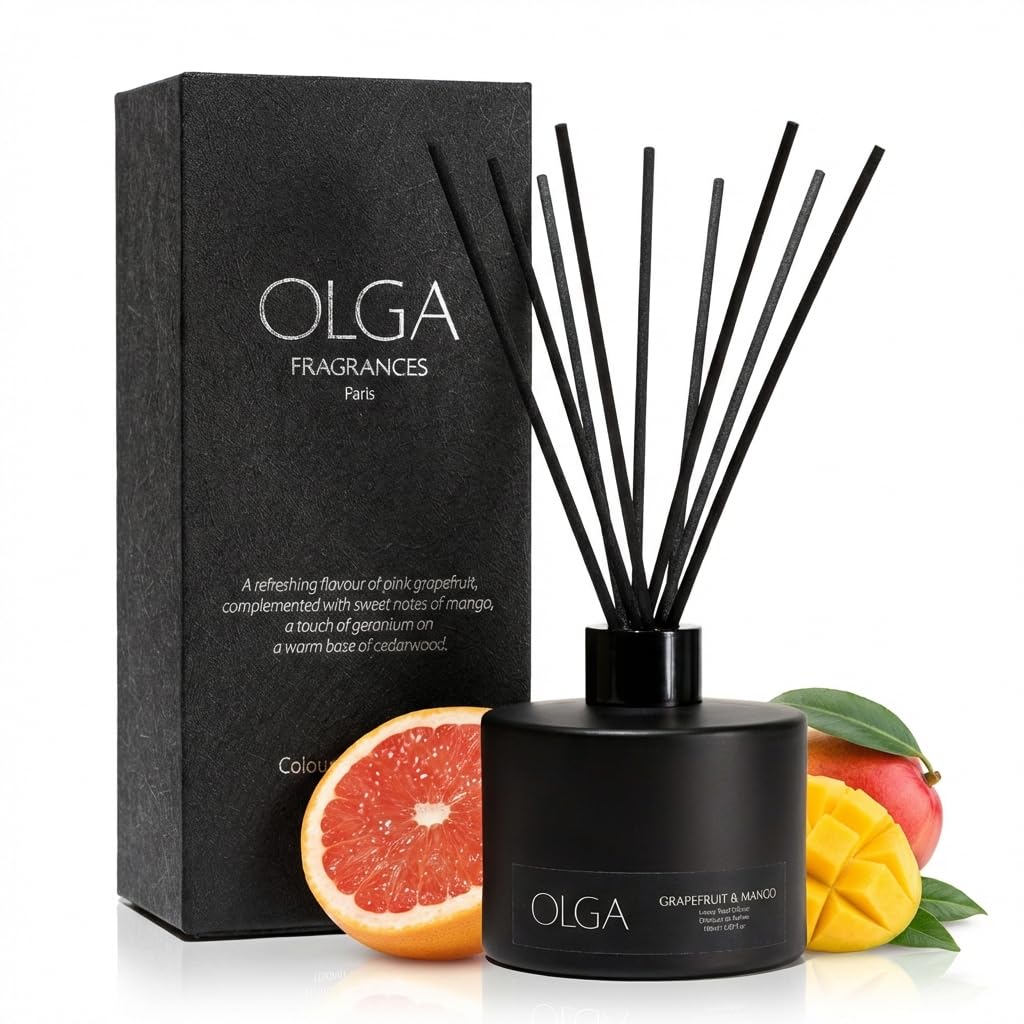OLGA Reed Diffuser – 180ml Grapefruit & Mango Reed Diffusers for Home