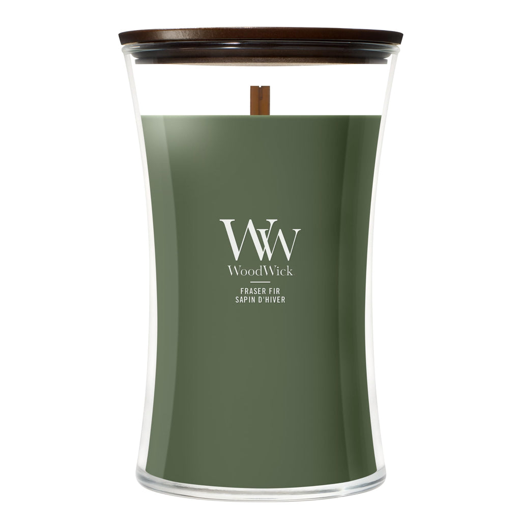 Woodwick Large Hourglass Scented Candle | Fraser Fir | with Crackling Wick | Burn Time: up to 130 Hours