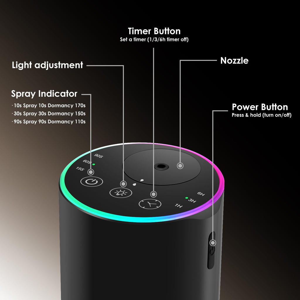 Waterless Diffuser with 4 x 20mL Hotel Fragrance Oil,Aluminum Alloy
