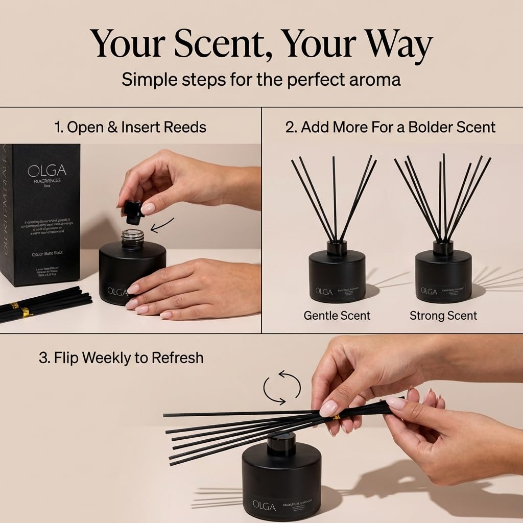 OLGA Reed Diffuser – 180ml Grapefruit & Mango Reed Diffusers for Home