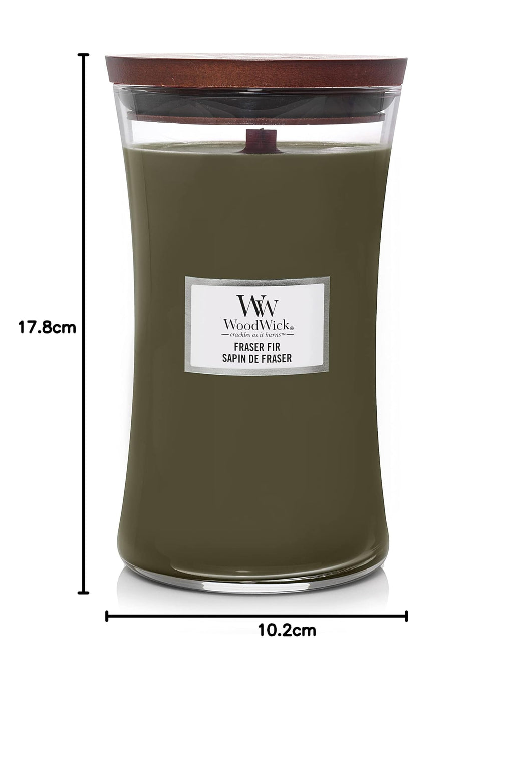 Woodwick Large Hourglass Scented Candle | Fraser Fir | with Crackling Wick | Burn Time: up to 130 Hours