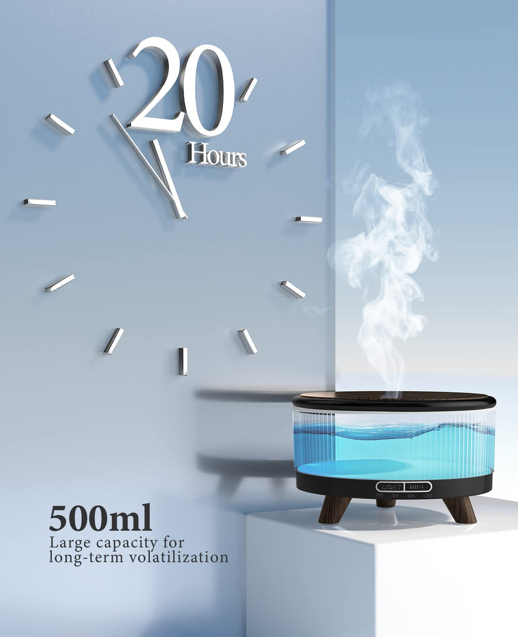 500mL Essential Oil Diffusers for Home, Aromatherapy Diffuser, Room Aroma Scent Diffuser, Wood grain black