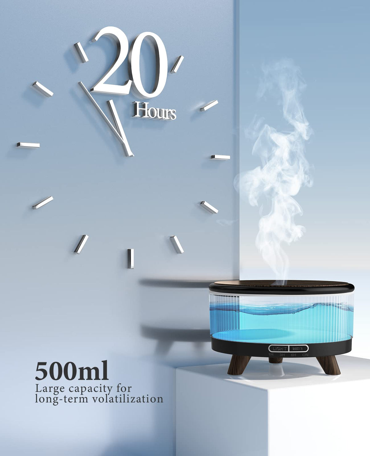 500mL Essential Oil Diffusers for Home, Aromatherapy Diffuser, Room Aroma Scent Diffuser, Wood grain black