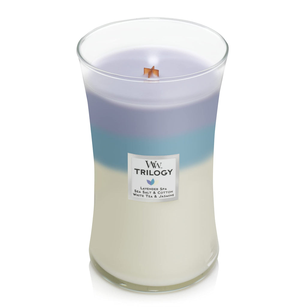 WoodWick Large Hourglass Trilogy Scented Candle | Calming Retreat | with Crackling Wick | Burn Time: Up to 130 Hours
