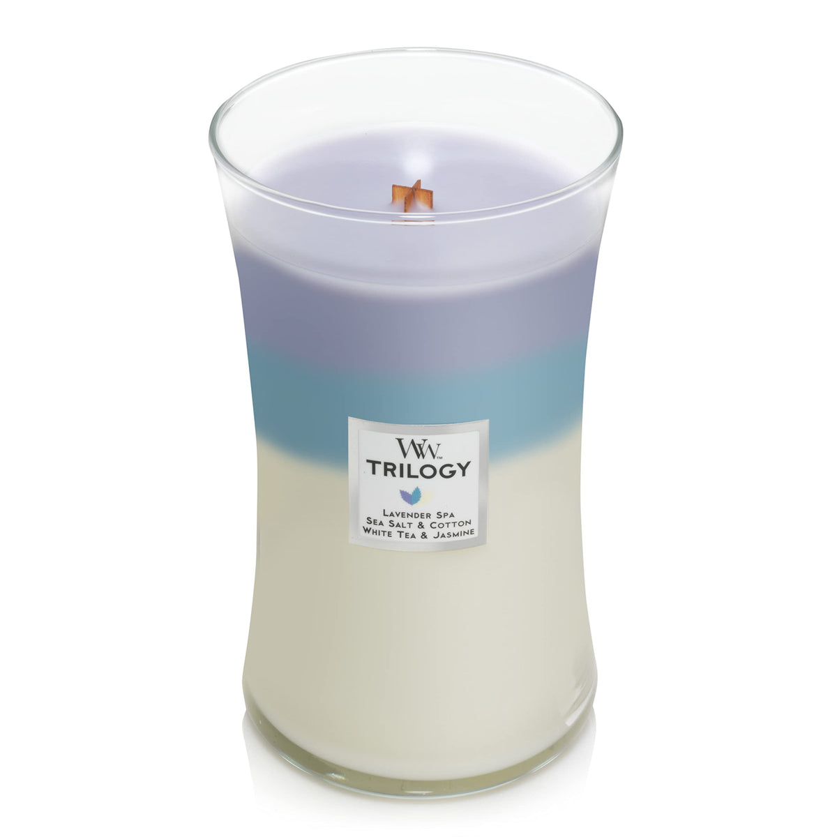 WoodWick Large Hourglass Trilogy Scented Candle | Calming Retreat | with Crackling Wick | Burn Time: Up to 130 Hours