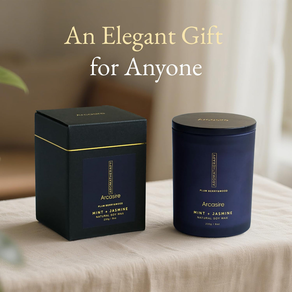 Mint Jasmine Scented Candle, Luxury Candles for Women, 8oz Soy Wax Candle
