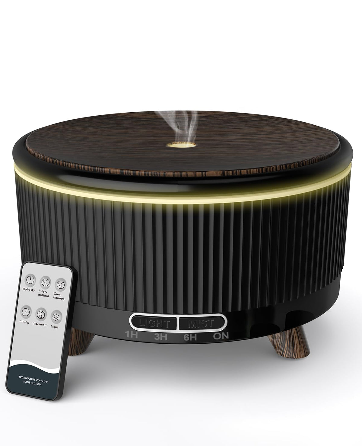 500mL Essential Oil Diffusers for Home, Aromatherapy Diffuser, Room Aroma Scent Diffuser, Wood grain black