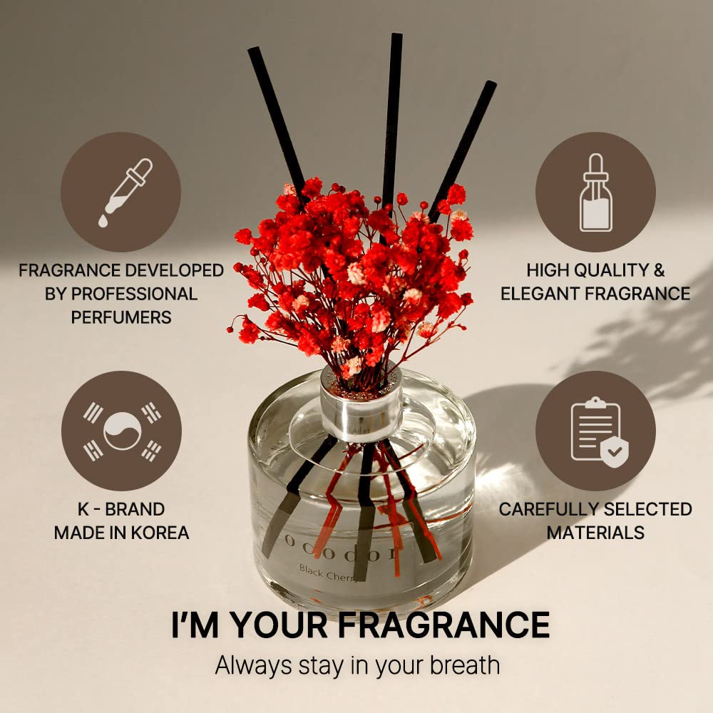 COCODOR Flower Reed Diffuser set / 6.7oz(200ml) / White Jasmine/Scent Diffuser with Sticks Home Fragrance Reed Diffuser for Bathroom Shelf Decor