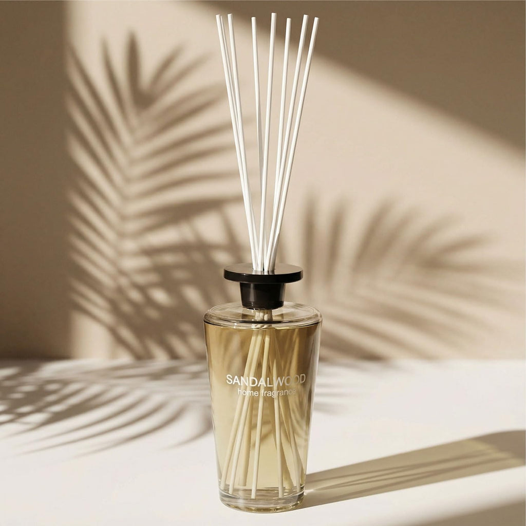Sandalwood 1000ml Reed Oil Diffuser Set, Luxury Beautiful Home Fragrance for Bedroom Living Room Home Decor Office Essential Oil Reed Diffuser for Stress Relief