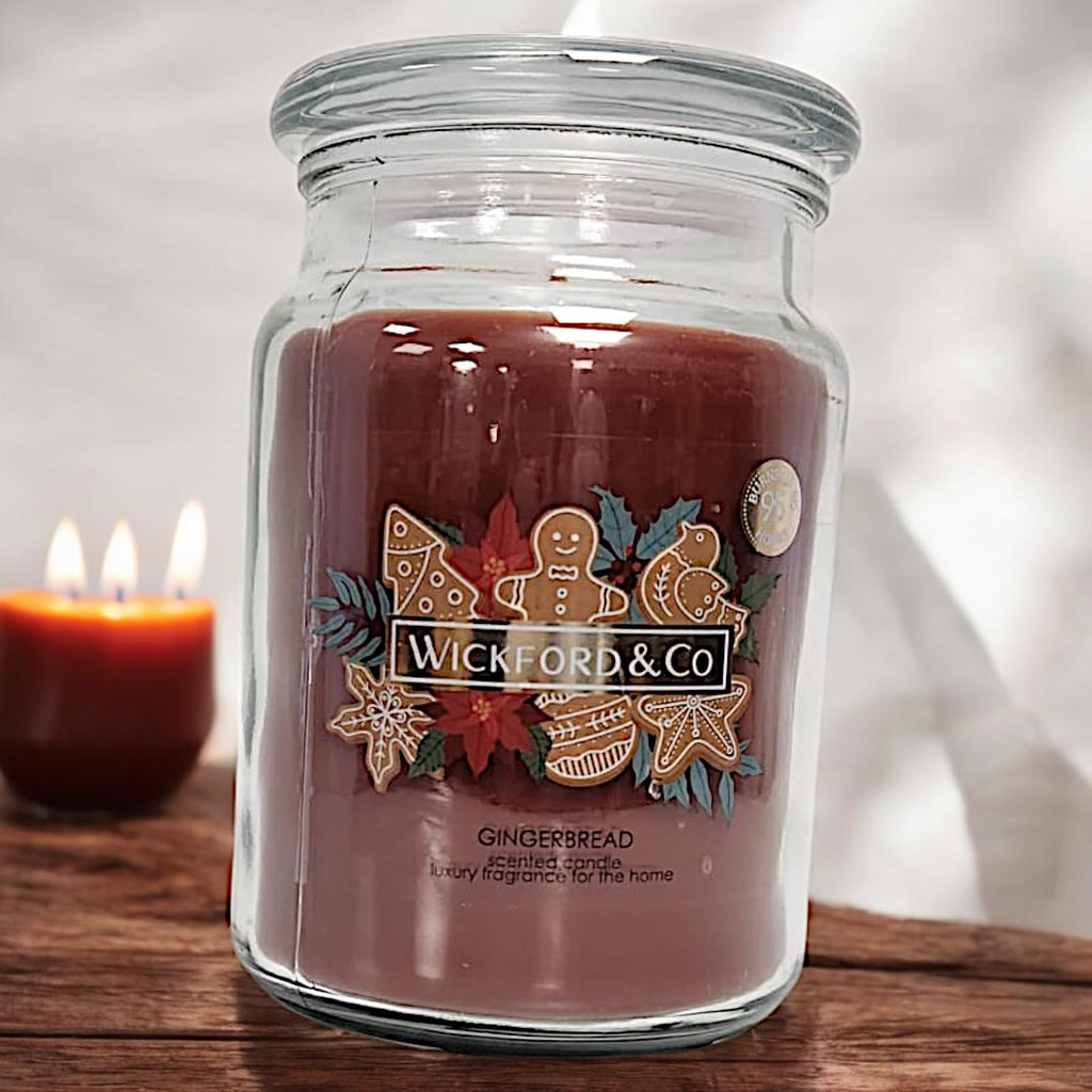 Wickford & Co Scented Candle Collection 5 Different Luxury Fragrances with 95 Hour Burn Time18 Oz Glass Jar with Lid (One Size, Gingerbread)