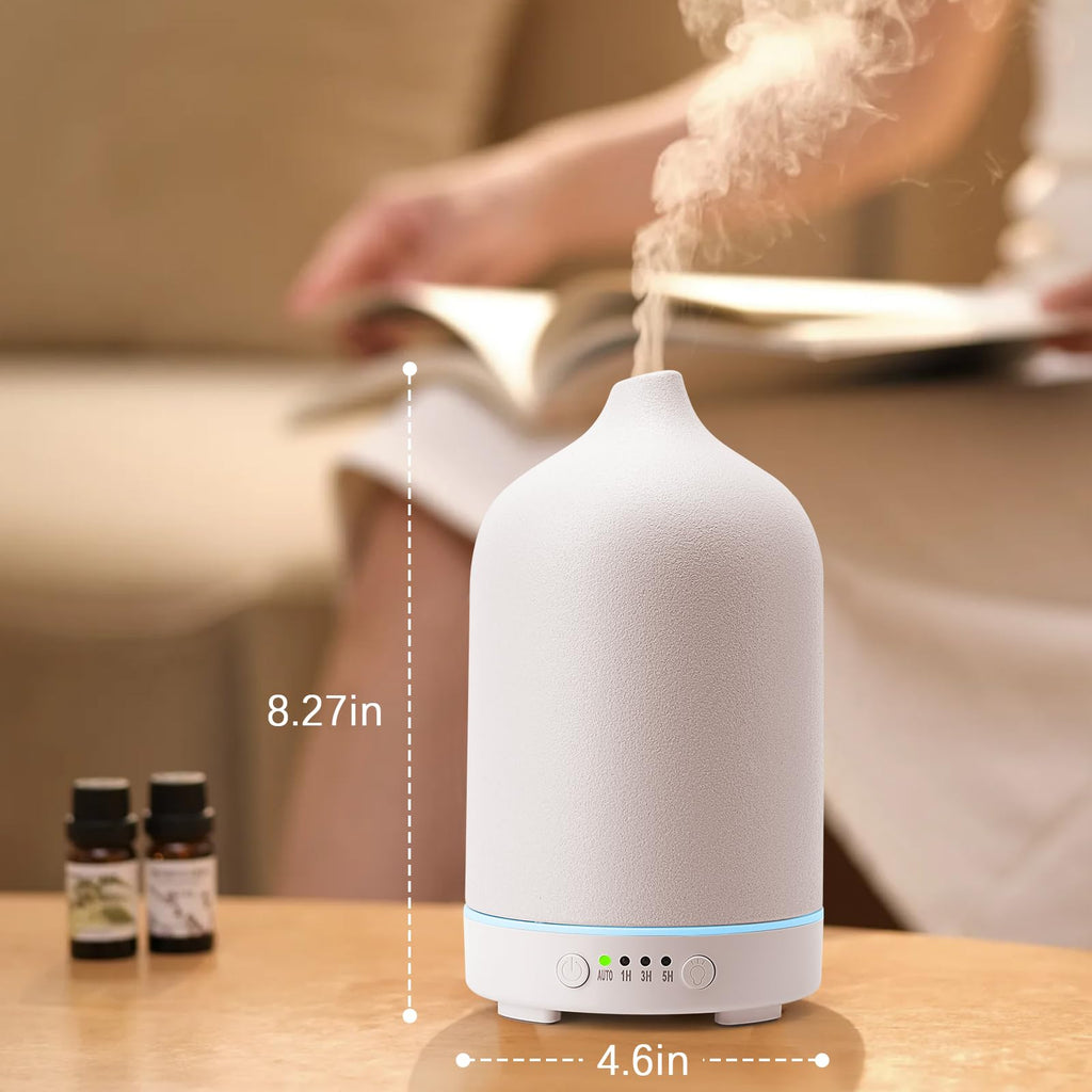 Diffuserlove Ceramic Diffuser 250ML Essential Oil Diffusers Aromatherapy Essential Oil Humidifier for Room Air Humidifier for Home Bedroom Stone Diffuser (White Big Size 250ml)
