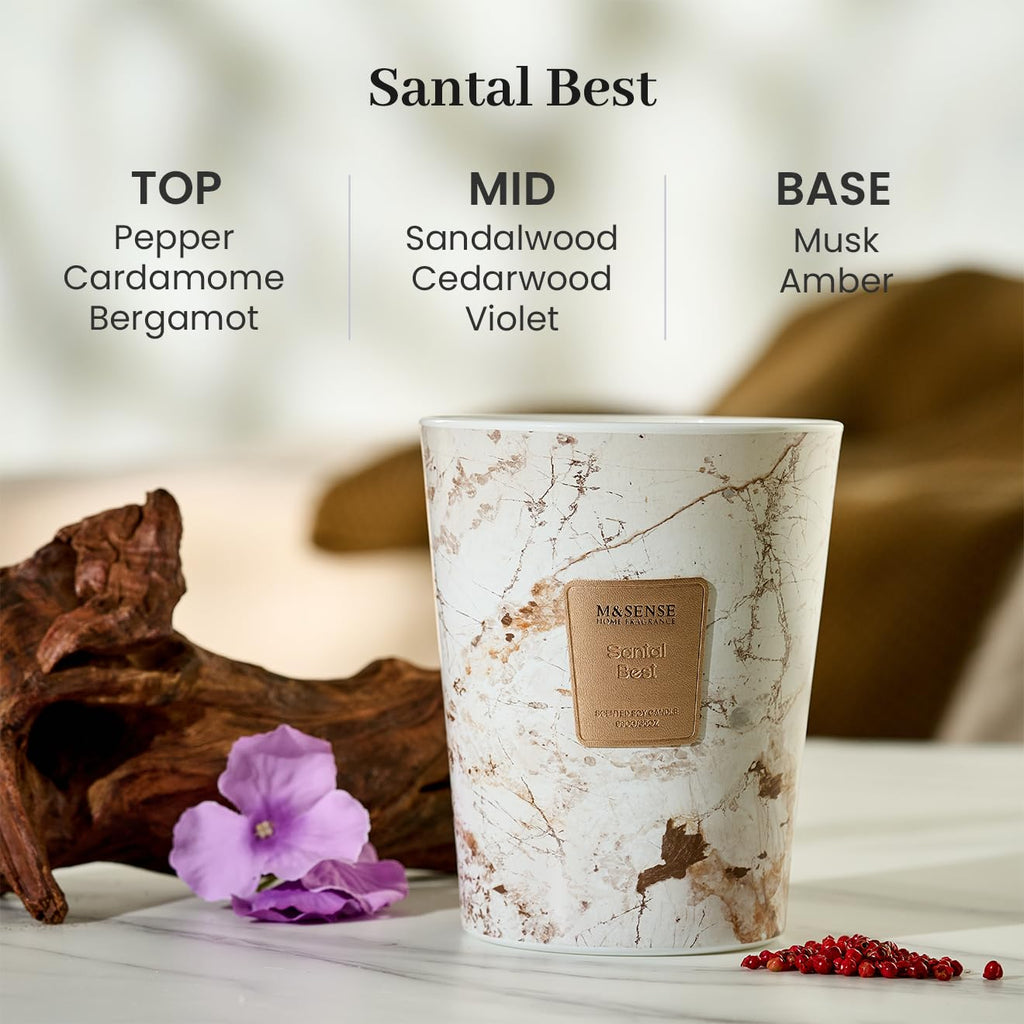 M&SENSE Scented Candles Gifts for Women 990g Santal 3-Wick Natural Soy Wax Large Candles 150H Long Burning Aromatherapy Candles Gift for Men, Perfect Halloween Christmas Wedding Gifts