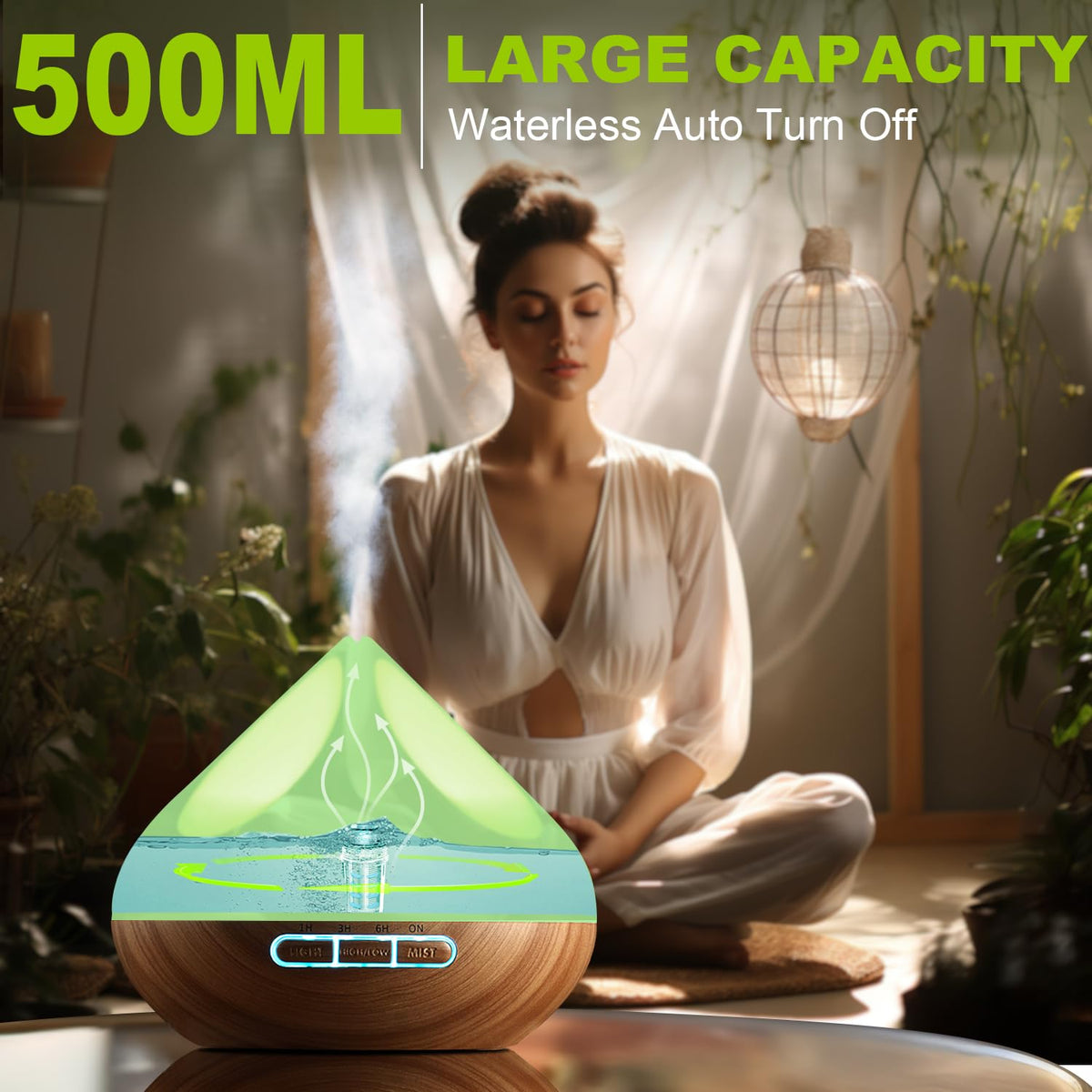VitezTab 𝟓𝟎𝟎𝐦𝐥 Essential Oil Diffuser: Ultrasonic Diffuser Humidifier