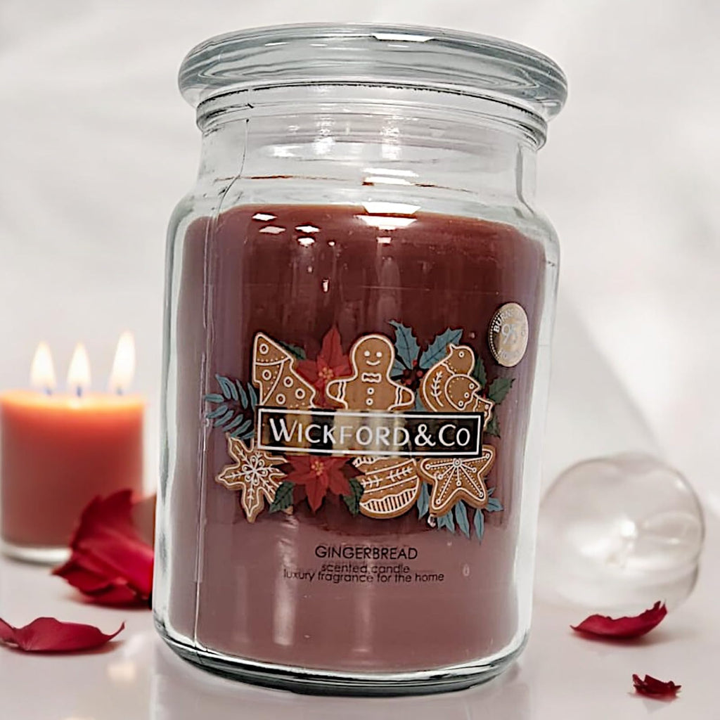 Wickford & Co Scented Candle Collection 5 Different Luxury Fragrances with 95 Hour Burn Time18 Oz Glass Jar with Lid (One Size, Gingerbread)