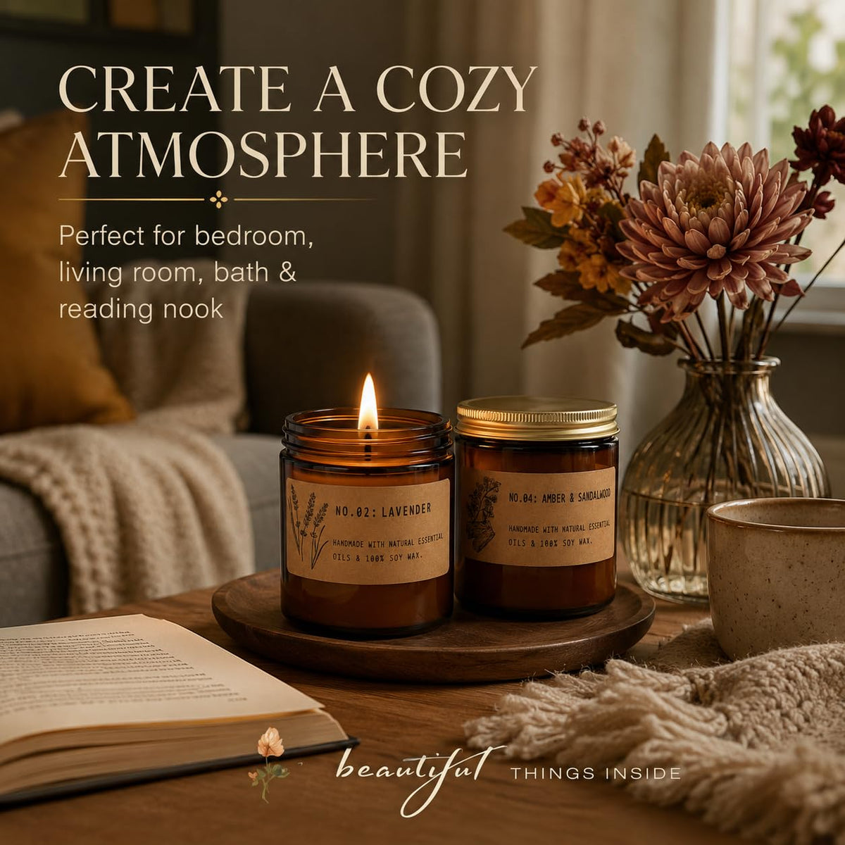 Scented Candles Gift Set for Women, 4 Pack Large Soy Wax Aromatherapy Candles for Home, Long Lasting Home Fragrance for Mum, Wife and Friends on Birthdays, Christmas and Mother's Day, Up to 200 Hours