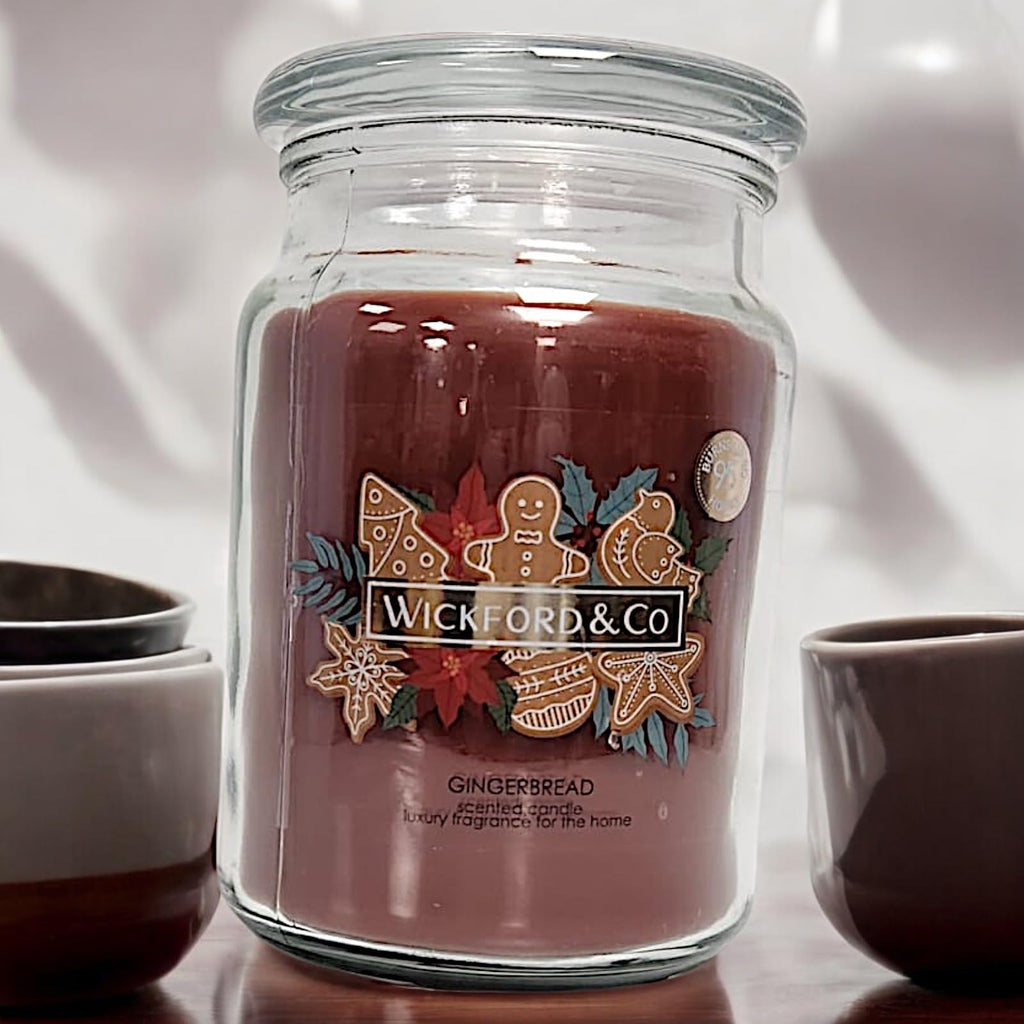 Wickford & Co Scented Candle Collection 5 Different Luxury Fragrances with 95 Hour Burn Time18 Oz Glass Jar with Lid (One Size, Gingerbread)