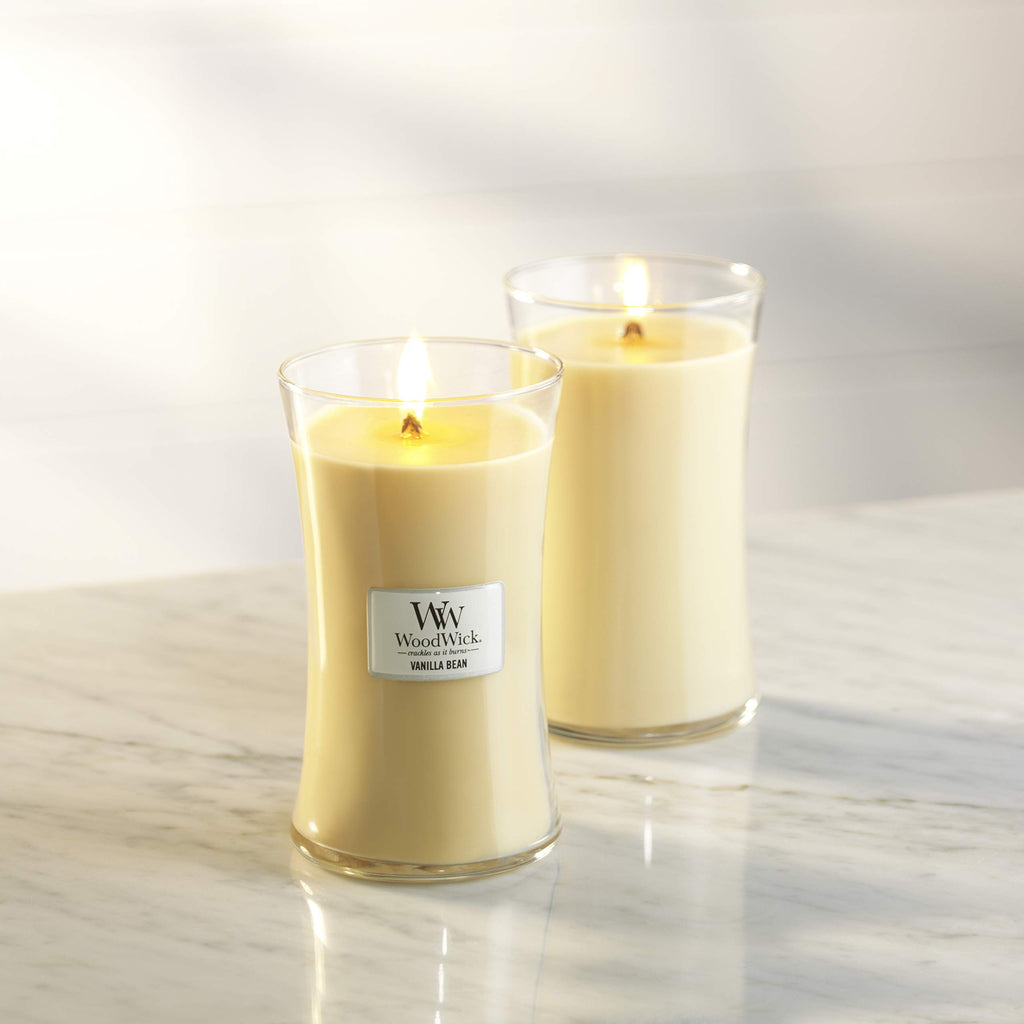 WoodWick Large Hourglass Scented Candle | Vanilla Bean | with Crackling Wick | Long Burning Candles: up to 130 Hours | Gifts for Women