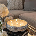 Marco Paul Large Vanilla Scented Candle Bowl - 7 Wick Silver Candle Dish Hammered Tone Home Decoration - Home Fragrance Luxury Soy Wax Christmas Gifts Long Lasting Dining Table Centrepiece