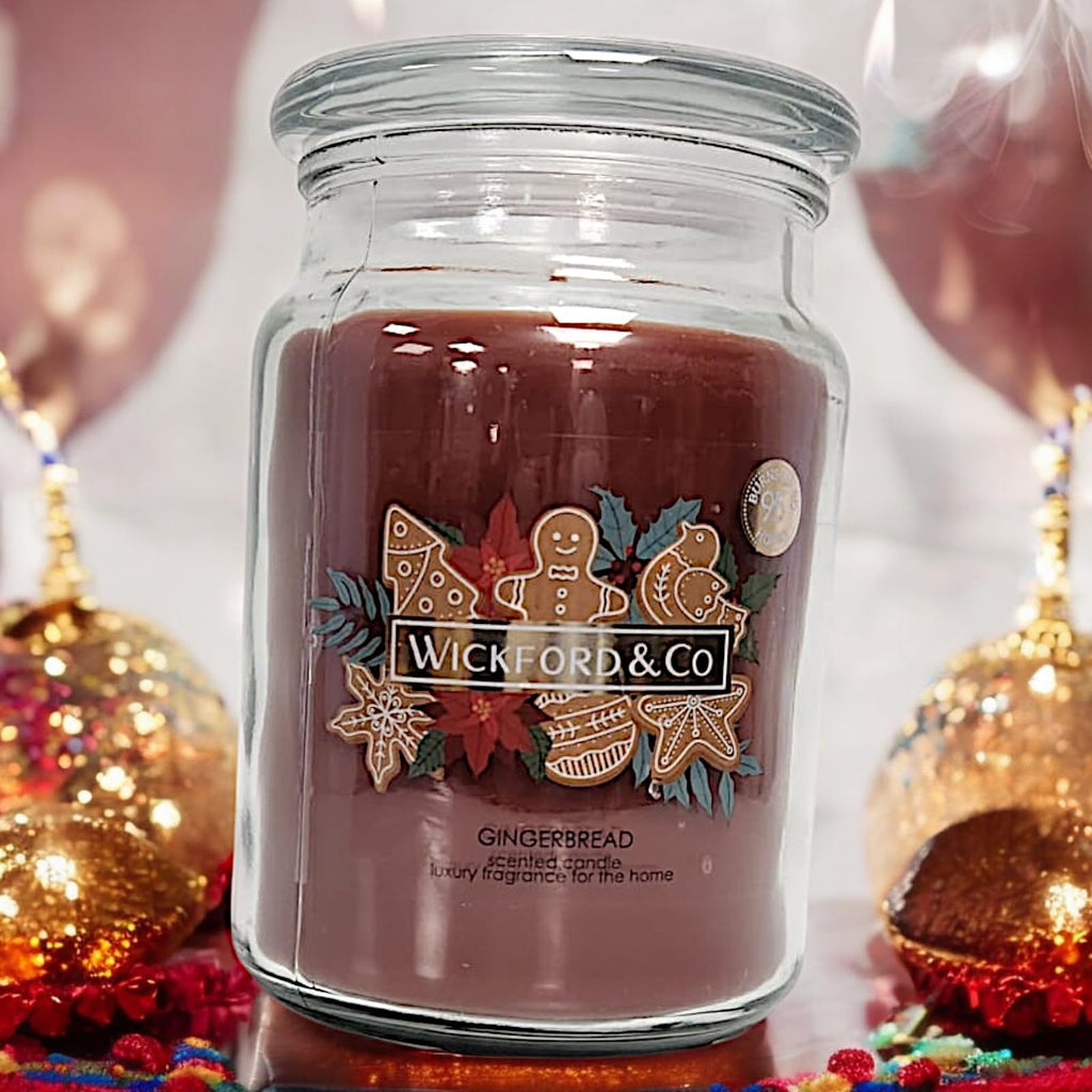 Wickford & Co Scented Candle Collection 5 Different Luxury Fragrances with 95 Hour Burn Time18 Oz Glass Jar with Lid (One Size, Gingerbread)