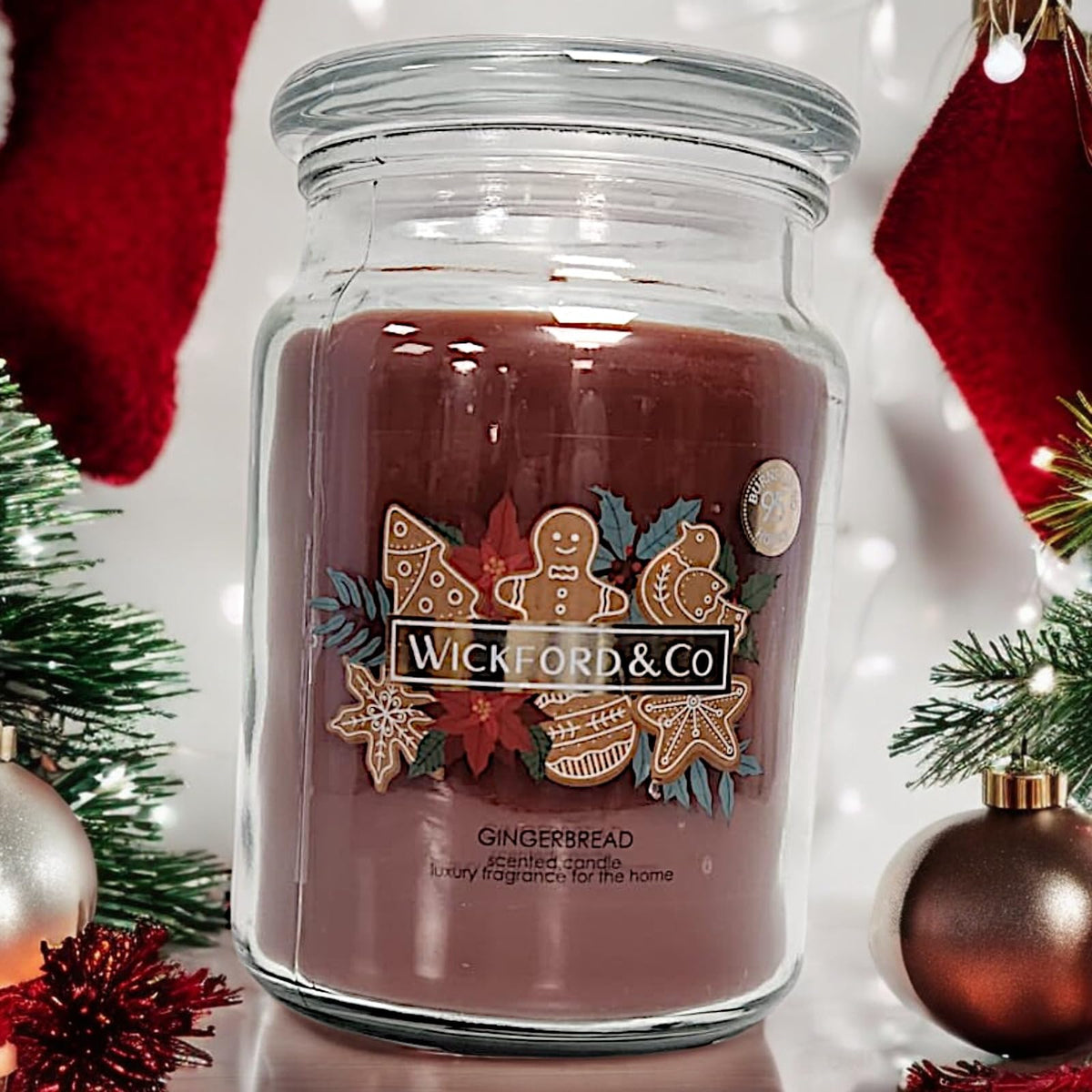 Wickford & Co Scented Candle Collection 5 Different Luxury Fragrances with 95 Hour Burn Time18 Oz Glass Jar with Lid (One Size, Gingerbread)