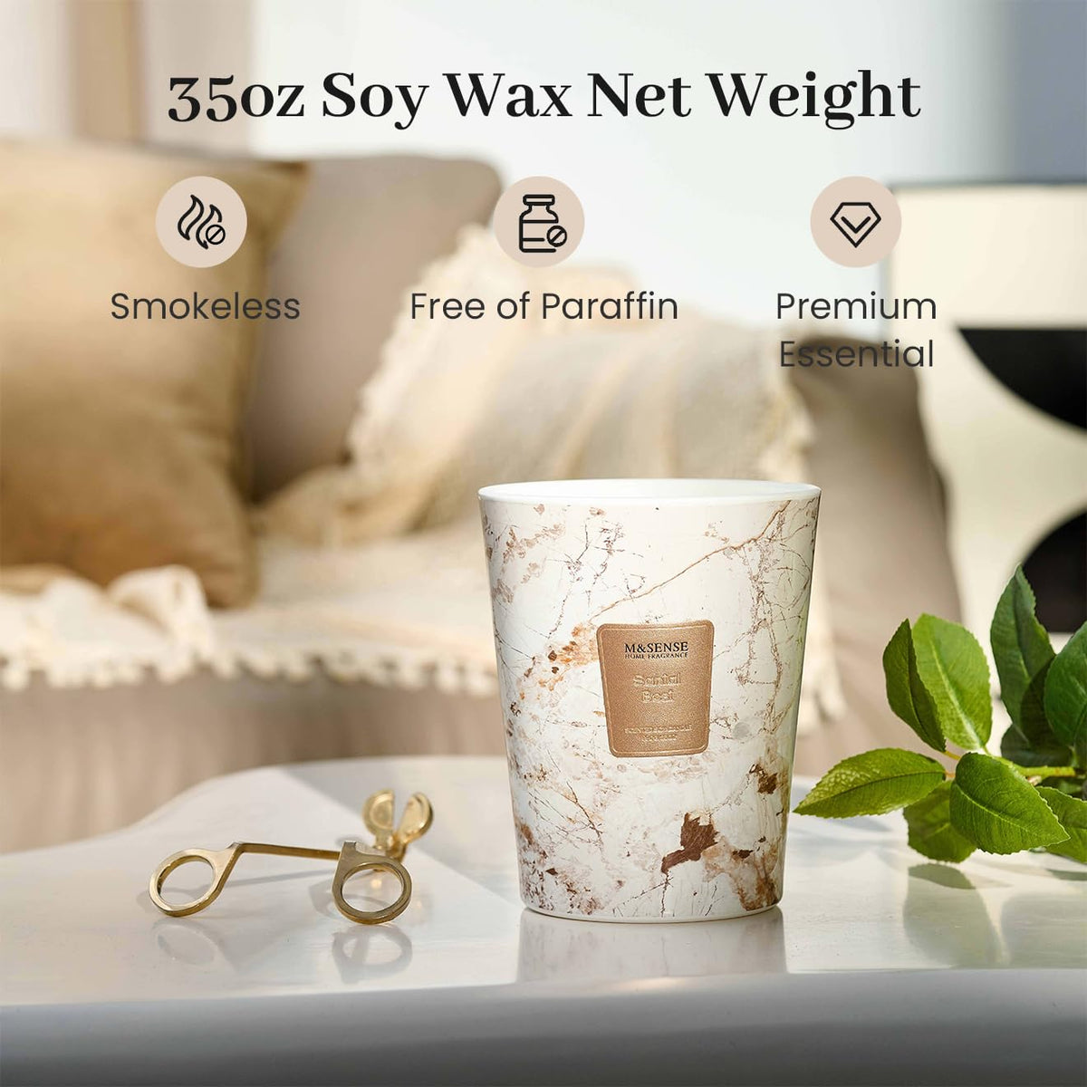 M&SENSE Scented Candles Gifts for Women 990g Santal 3-Wick Natural Soy Wax Large Candles 150H Long Burning Aromatherapy Candles Gift for Men, Perfect Halloween Christmas Wedding Gifts