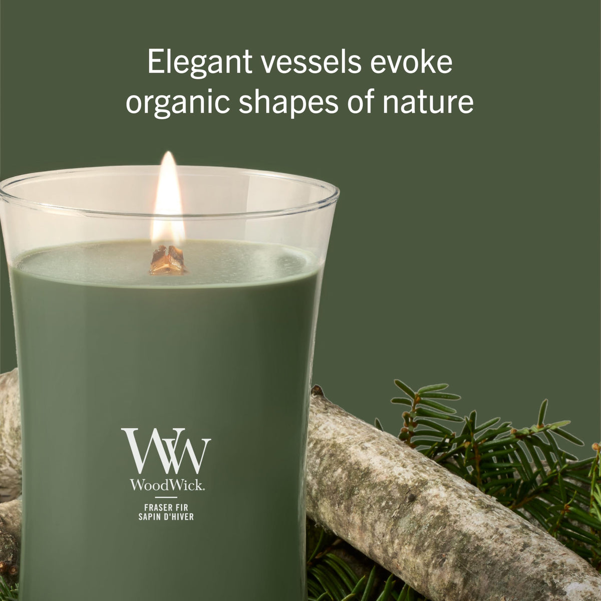 Woodwick Large Hourglass Scented Candle | Fraser Fir | with Crackling Wick | Burn Time: up to 130 Hours