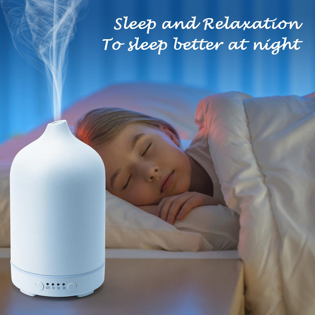 Diffuserlove Ceramic Diffuser 250ML Essential Oil Diffusers Aromatherapy Essential Oil Humidifier for Room Air Humidifier for Home Bedroom Stone Diffuser (White Big Size 250ml)