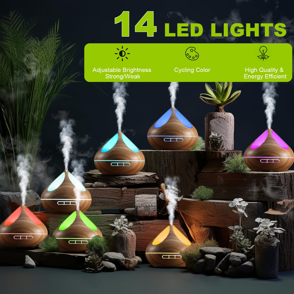 VitezTab 𝟓𝟎𝟎𝐦𝐥 Essential Oil Diffuser: Ultrasonic Diffuser Humidifier