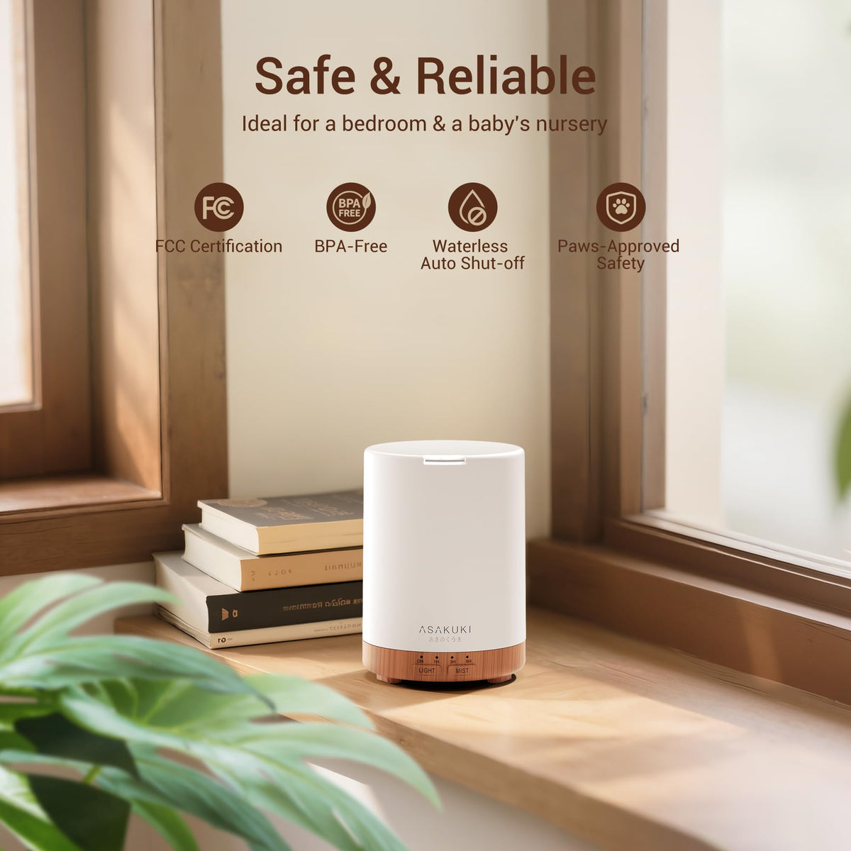 ASAKUKI 300ml Essential Oil Diffuser, Ultrasonic Aroma Diffuser with Timer