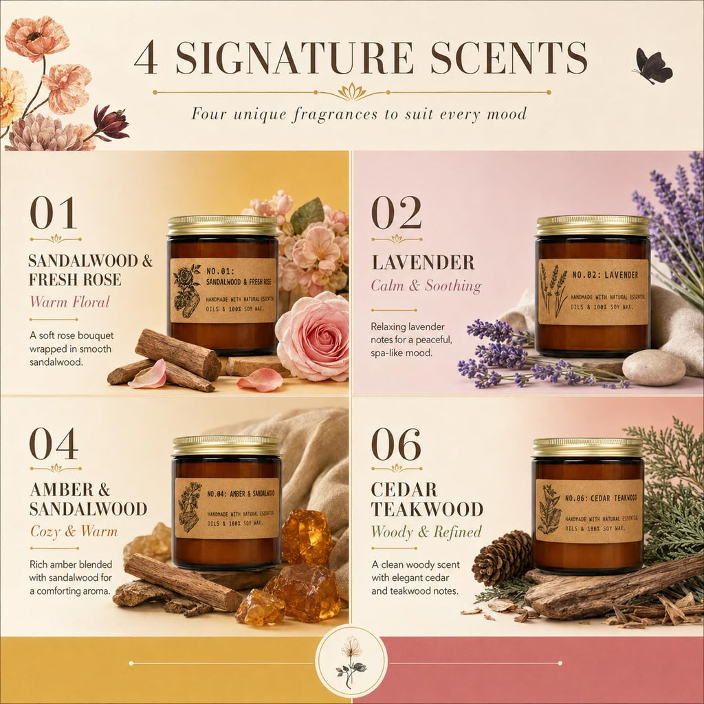 Scented Candles Gift Set for Women, 4 Pack Large Soy Wax Aromatherapy Candles for Home, Long Lasting Home Fragrance for Mum, Wife and Friends on Birthdays, Christmas and Mother's Day, Up to 200 Hours