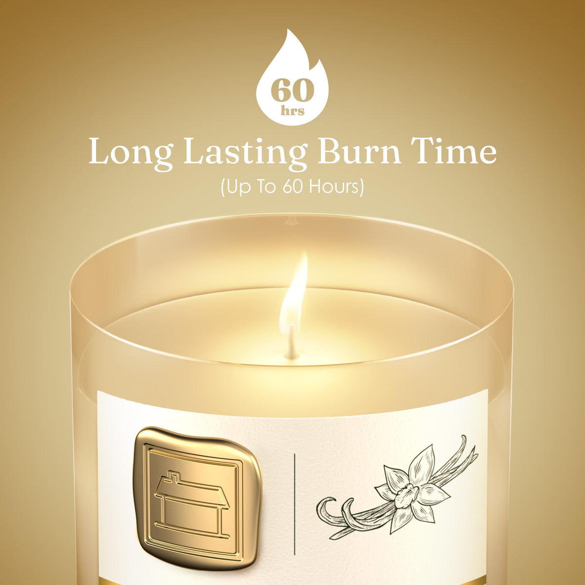 Large Vanilla Candle - Candle Gift for Women & Men with Lid - (300g/60hr) Long Burn Time with Vanilla, Cream & Caramel - Organic & Vegan Scented - Calming & Sweet