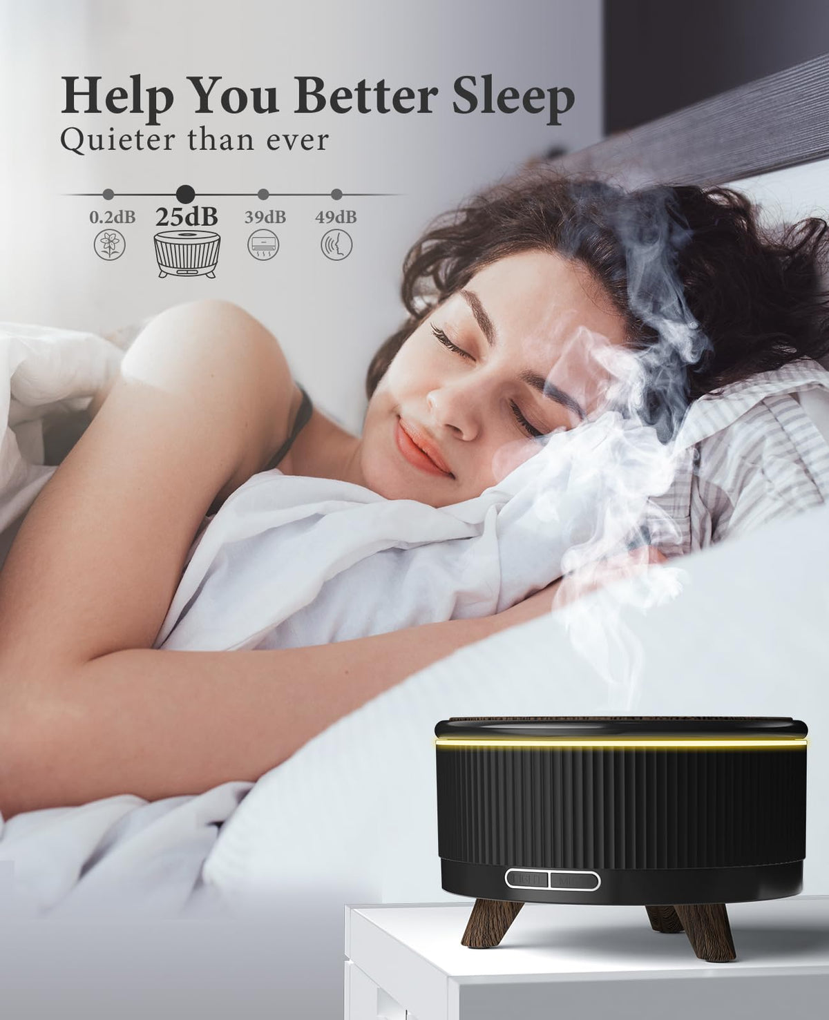 500mL Essential Oil Diffusers for Home, Aromatherapy Diffuser, Room Aroma Scent Diffuser, Wood grain black