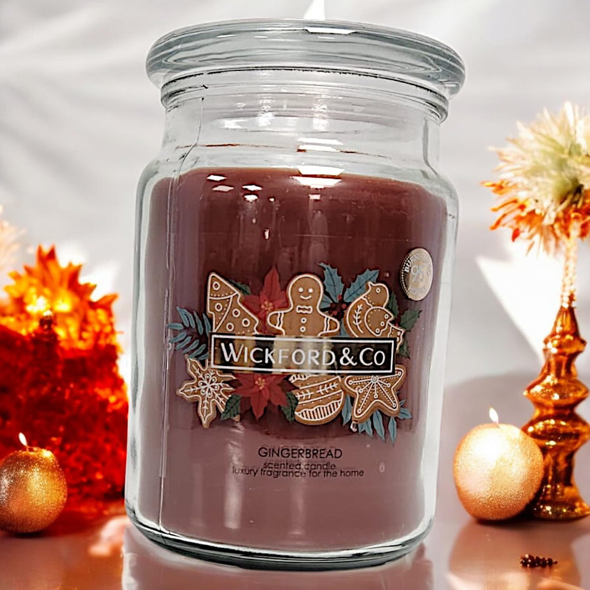 Wickford & Co Scented Candle Collection 5 Different Luxury Fragrances with 95 Hour Burn Time18 Oz Glass Jar with Lid (One Size, Gingerbread)