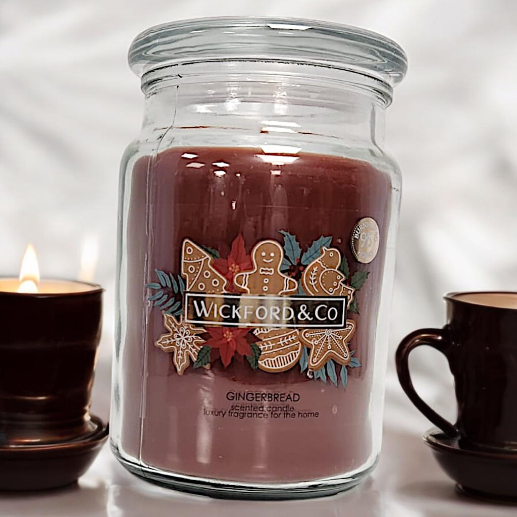 Wickford & Co Scented Candle Collection 5 Different Luxury Fragrances with 95 Hour Burn Time18 Oz Glass Jar with Lid (One Size, Gingerbread)