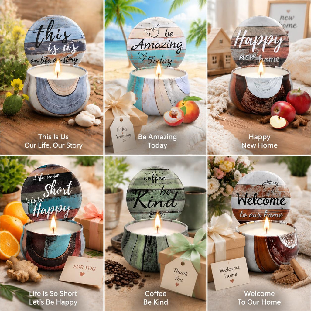Luxury Scented Candle Gift Set for Women Natural Soy Wax Aromatherapy Candles in Elegant Wooden Gift Box for Relaxing, Self Care & Cosy Home Spa, Small Thoughtful Gift for Birthday, Mum, Christmas