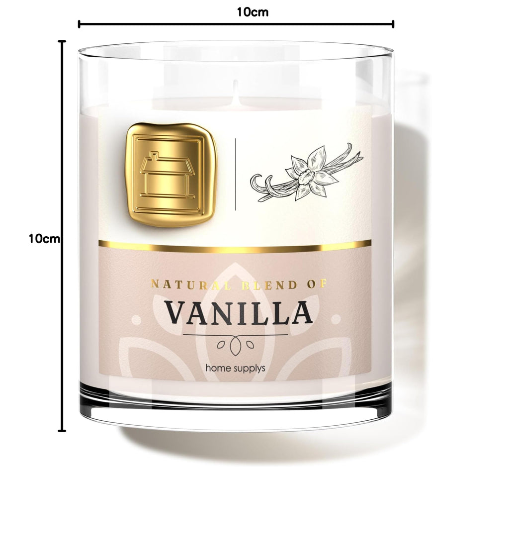 Large Vanilla Candle - Candle Gift for Women & Men with Lid - (300g/60hr) Long Burn Time with Vanilla, Cream & Caramel - Organic & Vegan Scented - Calming & Sweet