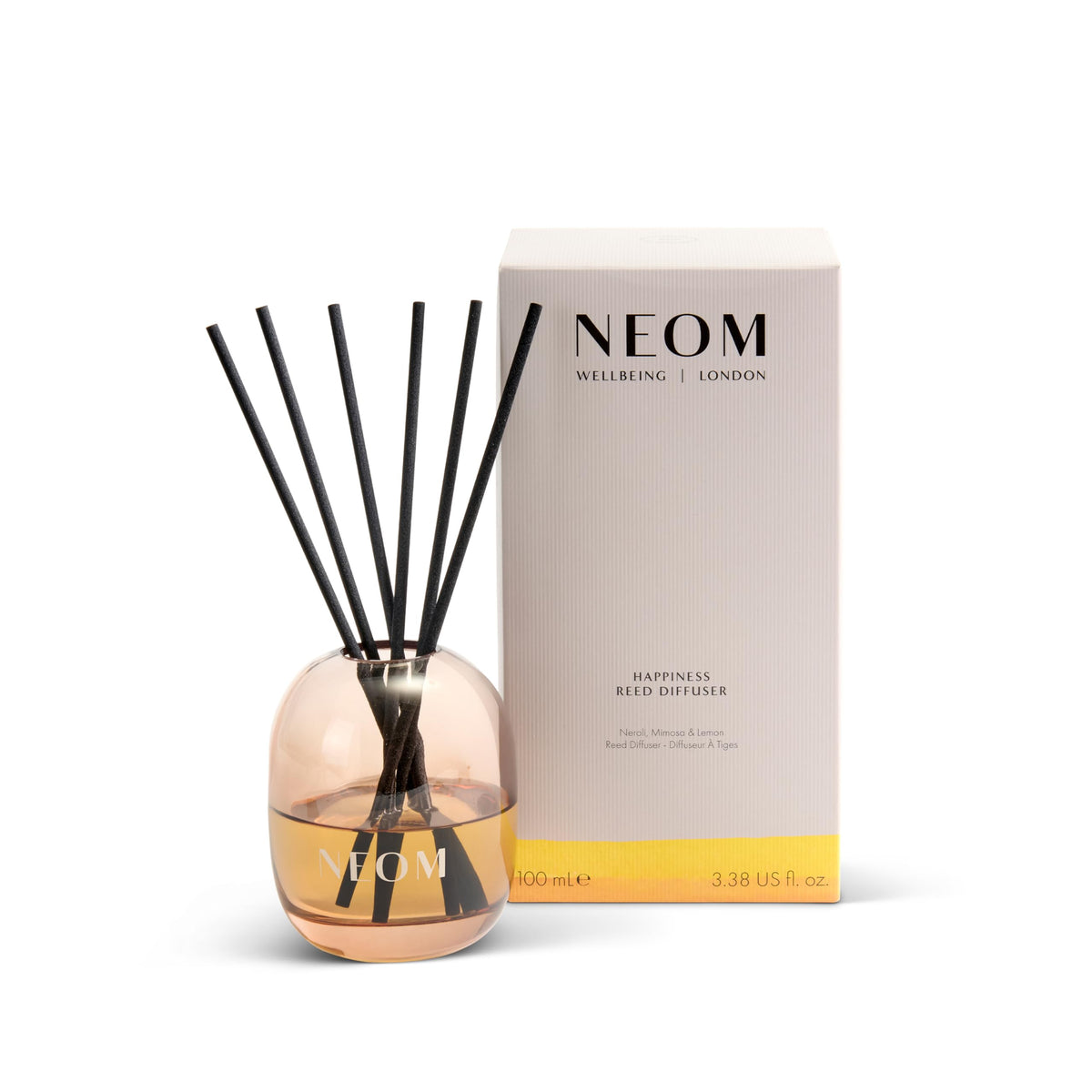 NEOM Happiness Reed Diffuser, Neroli, Mimosa & Lemon, 100ml