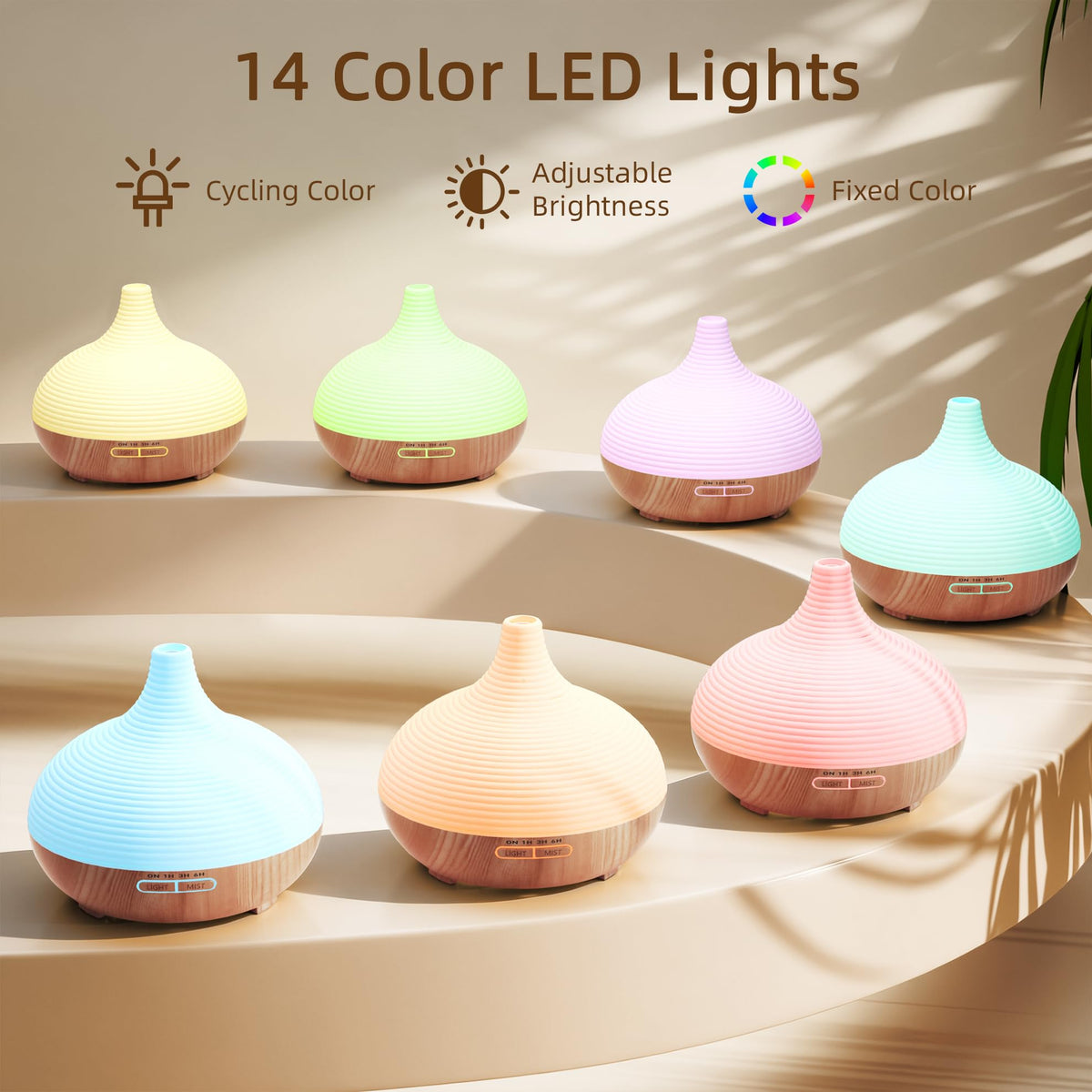ASAKUKI 300ml Essential Oil Diffuser with 4 Timers & 14 Colour LED Lights
