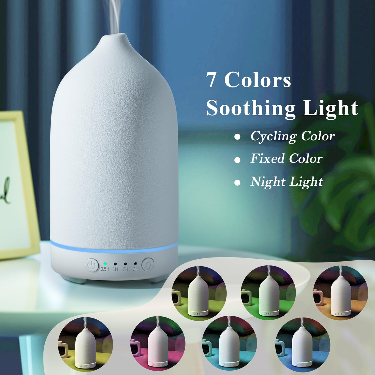 Diffuserlove Ceramic Diffuser 160ML Essential Oil Diffusers for Home Room Air Humidifier Cool Mist Electric Diffuser for Bedroom White(Size:6.8"H x 3.6"W)