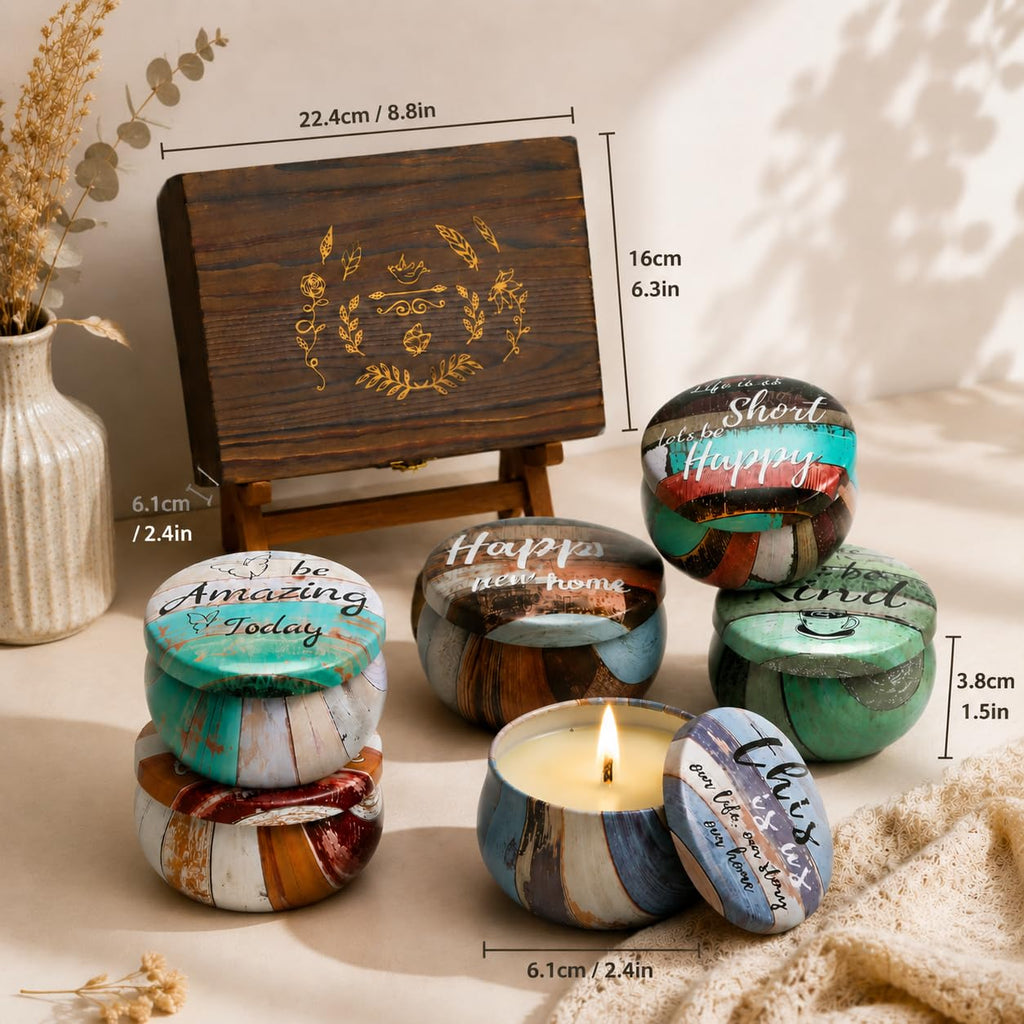 Luxury Scented Candle Gift Set for Women Natural Soy Wax Aromatherapy Candles in Elegant Wooden Gift Box for Relaxing, Self Care & Cosy Home Spa, Small Thoughtful Gift for Birthday, Mum, Christmas