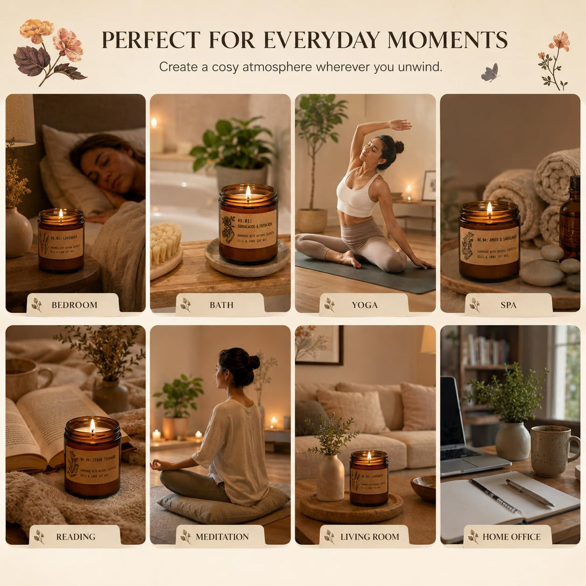 Scented Candles Gift Set for Women, 4 Pack Large Soy Wax Aromatherapy Candles for Home, Long Lasting Home Fragrance for Mum, Wife and Friends on Birthdays, Christmas and Mother's Day, Up to 200 Hours